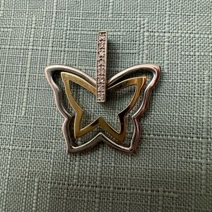 Elegant Silver and Gold Butterfly Pendant